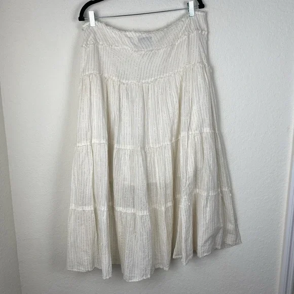 John Paul XL Skirt Tiered Embroidered Beaded Cowgirl Broomstick Full 100% Cotton - Picture 3 of 9